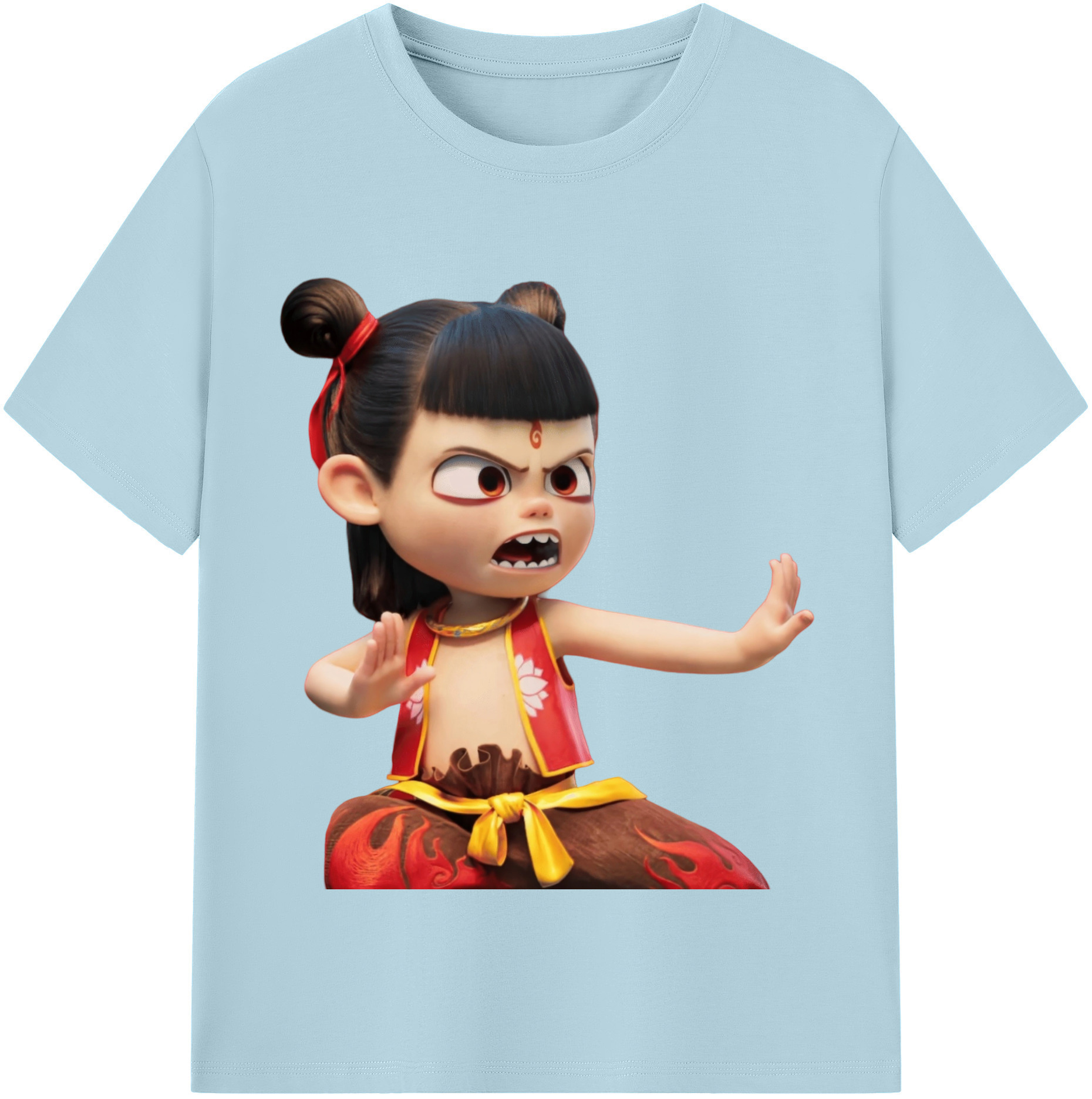 （画像用） Ne Zha 2 ナタ 魔童の大暴れ 綿100％半袖Tシャツ（フロントプリント）